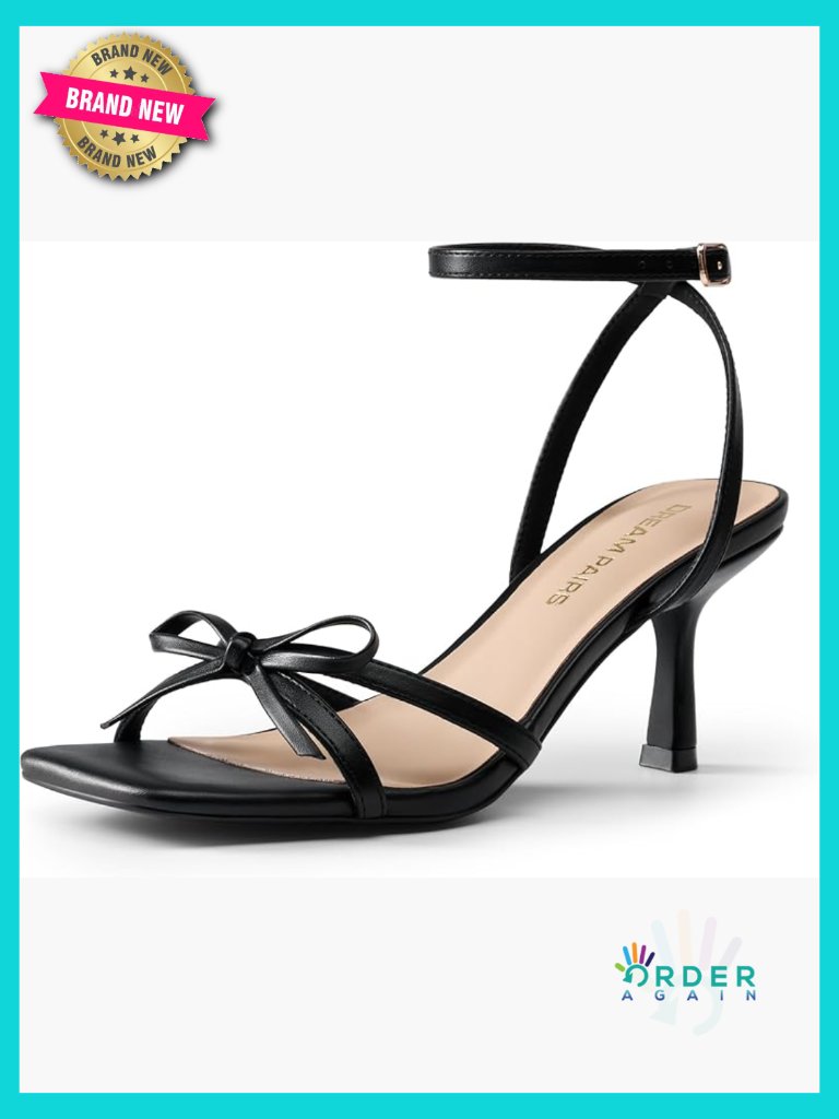 Square Toe Kitten Heel Sandals Strappy Bow Weddings Party Elegant